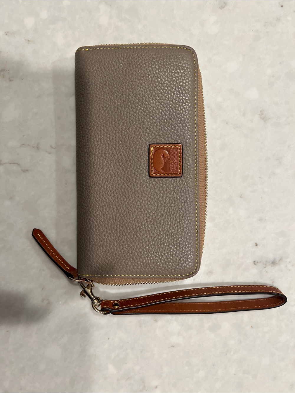 Dooney & Bourke Large Pebble Grain Wristlet Taupe